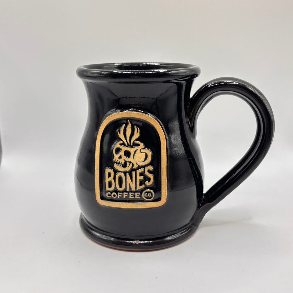 Bones Coffee Co. 14oz Skull Logo Handthrown Mug 2020 Deneen Pottery Solid Black